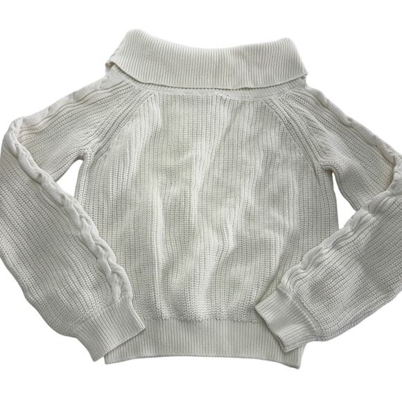Bobi Black Sweater‎ Womens Small White Cowl Neck Cable Knit Sleeve - Picture 1 of 9